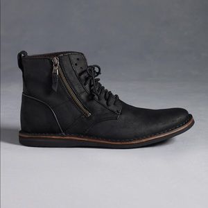 John Varvatos Black Leather Side Zip Boot